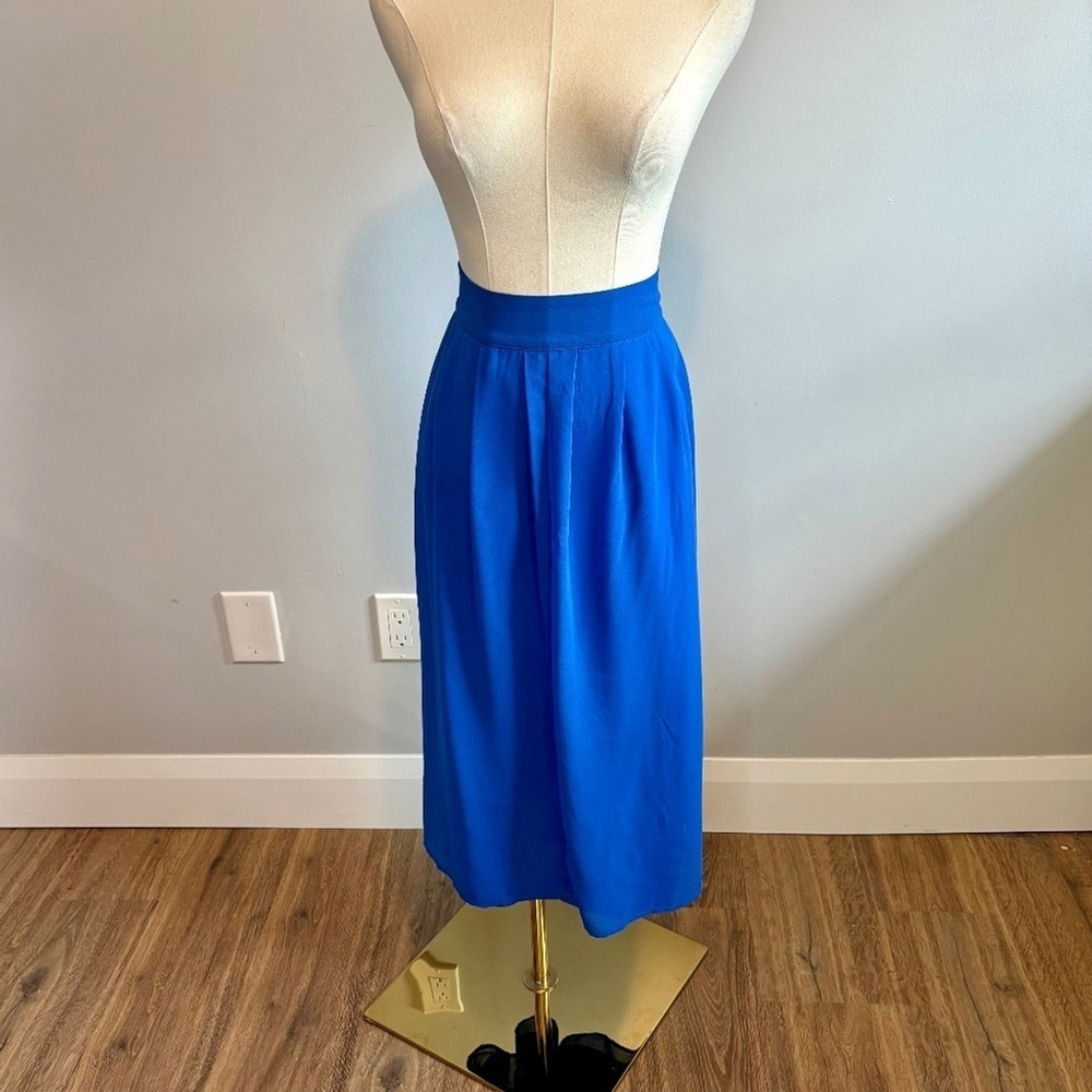 Cameo & Myth, Women's Blue Chiffon, Pleated, Lined, Midi Skirt, SZ L